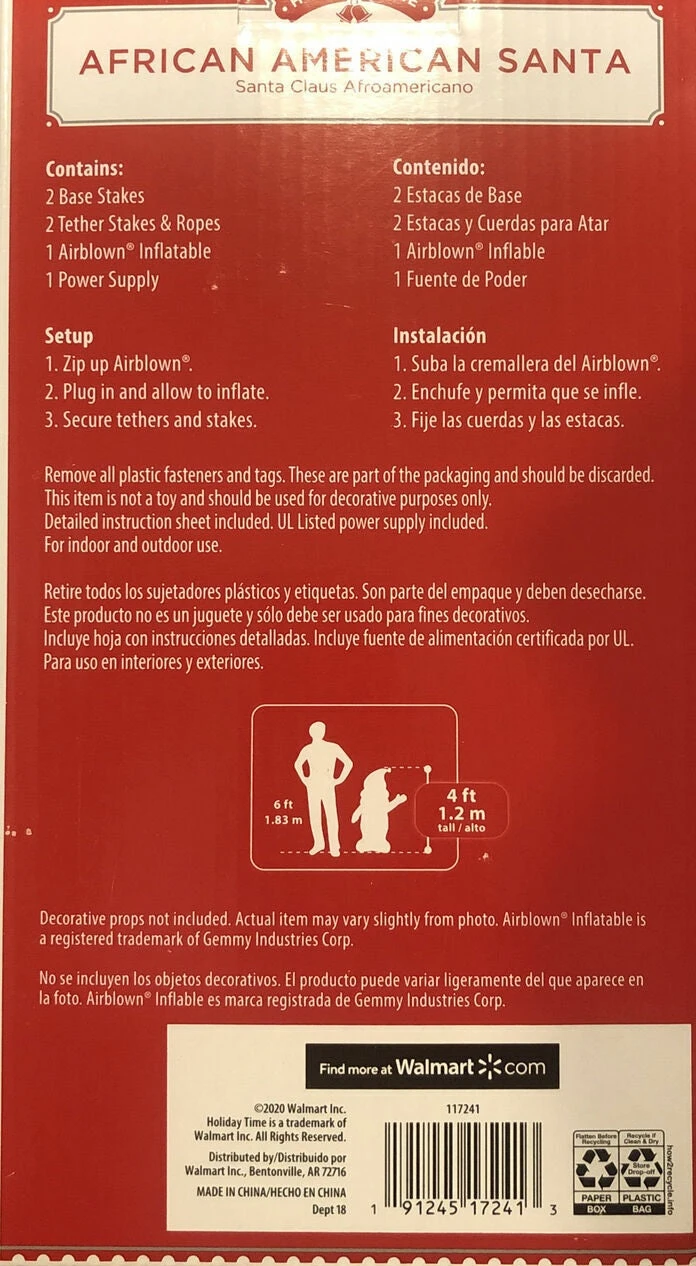 4' Airblown® Inflatable African American Santa 4 4' Airblown® Inflatable African American Santa - Image 4