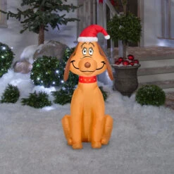 3.5' Airblown® Max The Dog Wearing Santa Hat Gemmy Inflatable