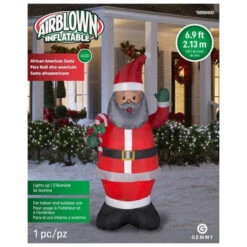 7.5' Gemmy Airblown® Inflatable African American Santa -Courtyard Home Furnishings Store 993503 3