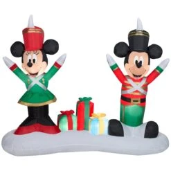 4.5' Airblown® Mickey Mouse And Minnie Mouse As Toy Soldiers Christmas Inflatable