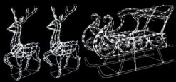 3-Piece Pure White Twinkling LED Elegant Bucks And Sleigh Wire Sculptures -Courtyard Home Furnishings Store 993806