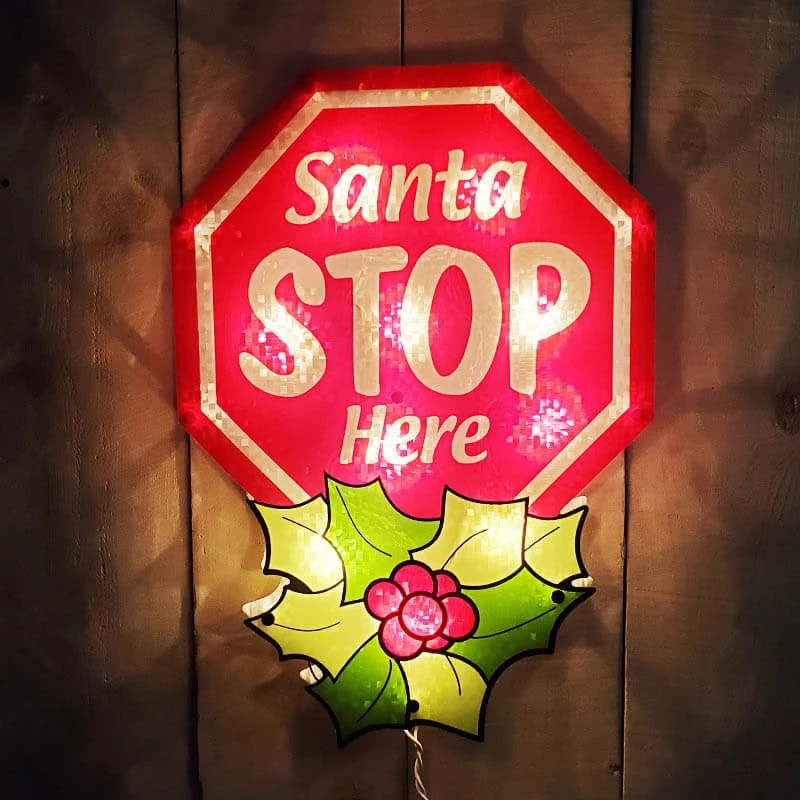 16" Santa Stop Here Shimmer Christmas Wall Art 2 16" Santa Stop Here Shimmer Christmas Wall Art - Image 2