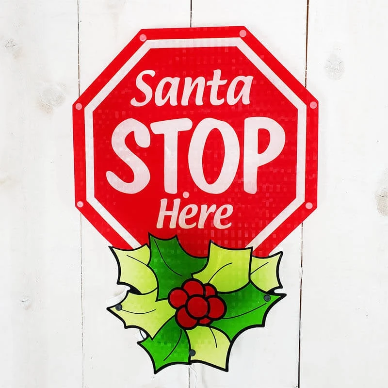 16" Santa Stop Here Shimmer Christmas Wall Art 3 16" Santa Stop Here Shimmer Christmas Wall Art - Image 3