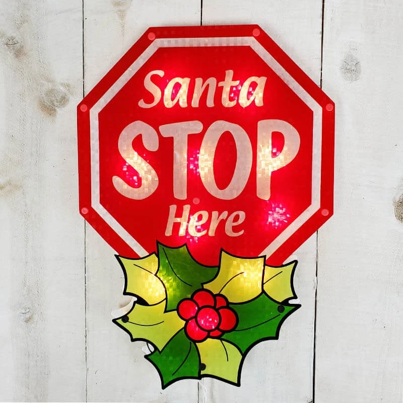 16" Santa Stop Here Shimmer Christmas Wall Art 1 16" Santa Stop Here Shimmer Christmas Wall Art