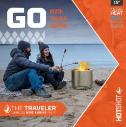 HotShot Traveler Portable Low Smoke 15" Round Wood-Burning Fire Pit With Carry Bag -Courtyard Home Furnishings Store 994284 3