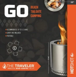 HotShot Traveler Portable Low Smoke 15" Round Wood-Burning Fire Pit With Carry Bag -Courtyard Home Furnishings Store 994284 4