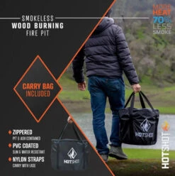 HotShot Traveler Portable Low Smoke 15" Round Wood-Burning Fire Pit With Carry Bag -Courtyard Home Furnishings Store 994284 6