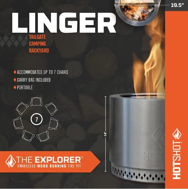 HotShot Explorer Portable Low Smoke 19.5" Round Wood-Burning Fire Pit With Carry Bag 3 HotShot Explorer Portable Low Smoke 19.5" Round Wood-Burning Fire Pit With Carry Bag - Image 3