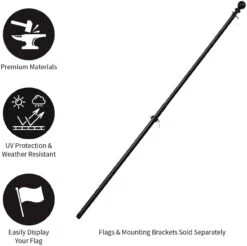 Weather Safe Black Iron Extendable Flag Pole