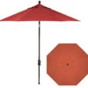 9' Auto Tilt Market Bronze Frame Pottery Canopy Umbrella Thin Pole