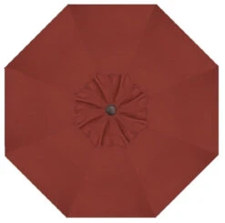 9' Auto Tilt Market Bronze Frame Terra Cotta Canopy Umbrella Thin Pole -Courtyard Home Furnishings Store 994950 2