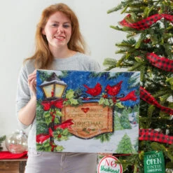 Christmas Lamp Post Battery-Operated LED Canvas -Courtyard Home Furnishings Store 995000 2