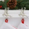 The Original MantleClip® Stocking Holder With Removable Metal Holiday Icons, 2 Pack - Silver Reindeer