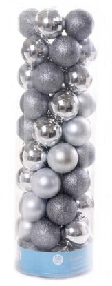 45-Pack Of 60MM Shatterproof Ball Ornaments (Silver/White)