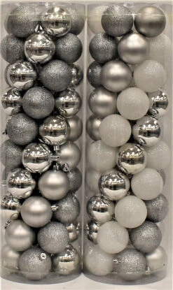 45-Pack Of 60MM Shatterproof Ball Ornaments (Silver/White) -Courtyard Home Furnishings Store 995501