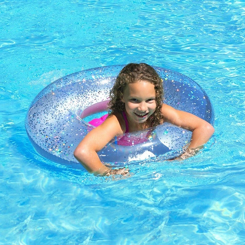 Poolmaster's 36" Silver Inflatable Glitter Swim Tube 7 Poolmaster's 36" Silver Inflatable Glitter Swim Tube - Image 7