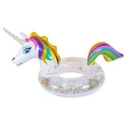 Swimline LED Light Up Inflatable Glitter Unicorn Ring -Courtyard Home Furnishings Store 996070