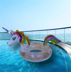 Swimline LED Light Up Inflatable Glitter Unicorn Ring -Courtyard Home Furnishings Store 996070 9