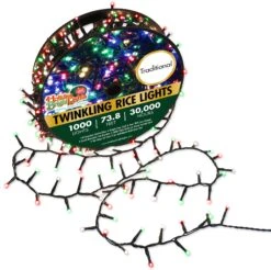 1,000 Twinkling LED Compact Rice Christmas Lights On A Reel -Courtyard Home Furnishings Store 996389 3