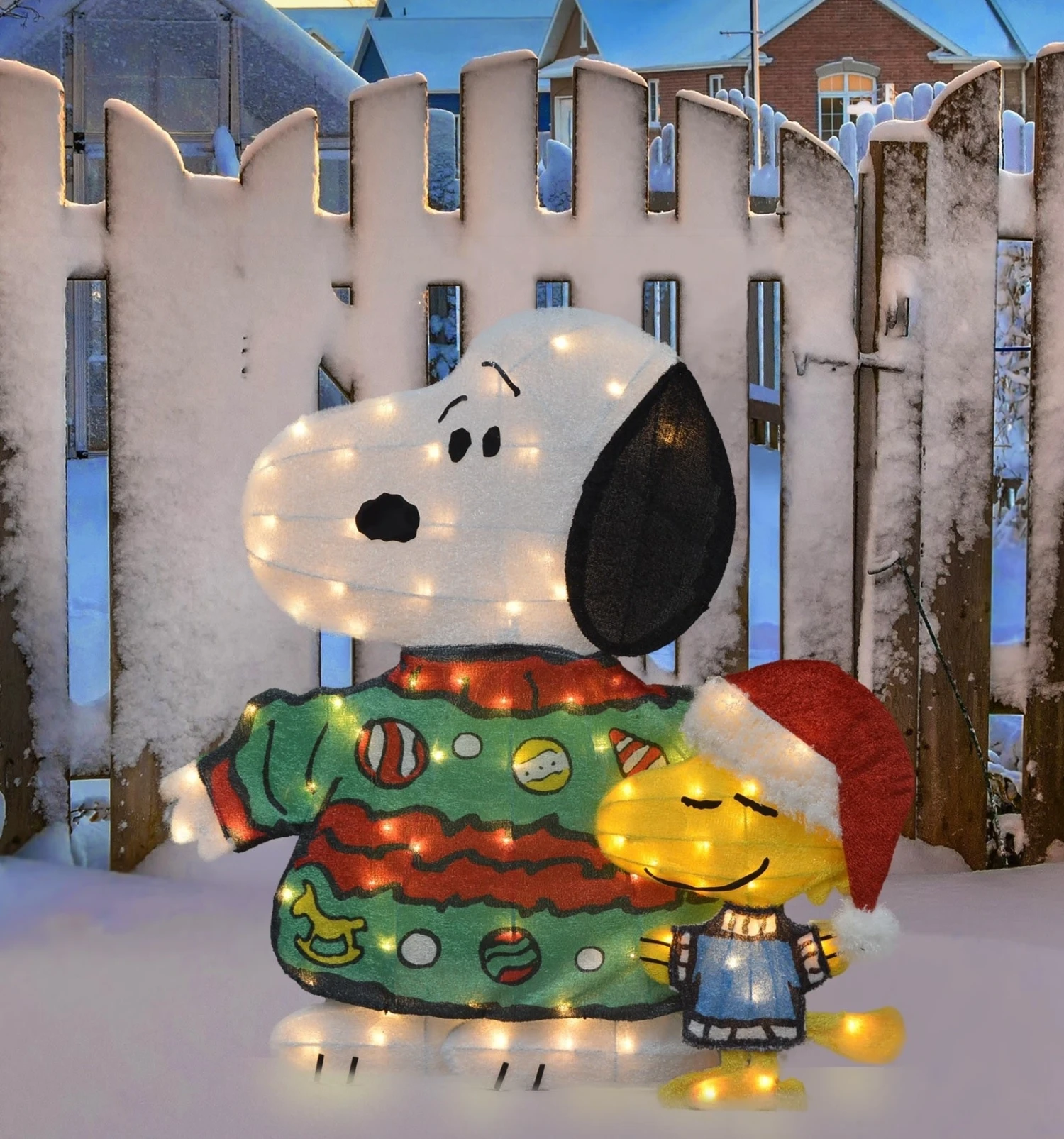 32" Peanuts® 2D Snoopy & Woodstock Wearing Ugly Sweaters LED Outdoor Yard Decoration 1 32" Peanuts® 2D Snoopy & Woodstock Wearing Ugly Sweaters LED Outdoor Yard Decoration