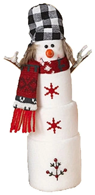 16" Plush Holiday Marshmallow Snowman With Hand-Stitched Tree 2 16" Plush Holiday Marshmallow Snowman With Hand-Stitched Tree - Image 2