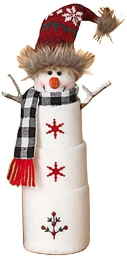 16" Plush Holiday Marshmallow Snowman With Hand-Stitched Tree 6 16" Plush Holiday Marshmallow Snowman With Hand-Stitched Tree -Courtyard Home Furnishings Store 997148 3