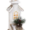 19.6" White Pine & Berry Wood Battery-Operated LED Church Décor With Timer