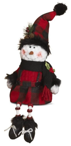 15"Buffalo Plaid Plush Snowman Shelf Sitter -Courtyard Home Furnishings Store 997199 3