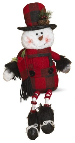 15"Buffalo Plaid Plush Snowman Shelf Sitter -Courtyard Home Furnishings Store 997199 4