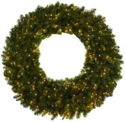 48" Artificial Bristol Pine Wreath Pre-Lit With 600 Warm White Twinkle Lights