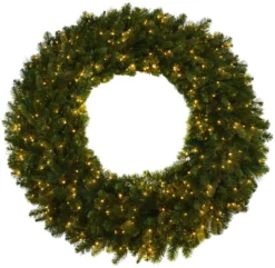 48" Artificial Bristol Pine Wreath Pre-Lit With 600 Warm White Twinkle Lights