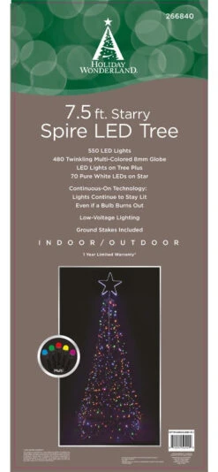 7.5' Starry Pure White LED Spire Tree With Star Top Wire Decoration -Courtyard Home Furnishings Store 997479 3