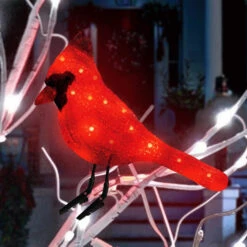 6" LED Cardinal Decoration With Clipped Feet