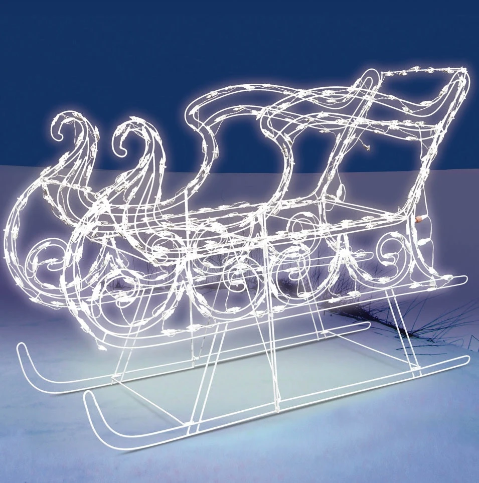 2-Piece Pure White Twinkling LED Sleigh And Elegant Buck Wire Sculpture Set 4 2-Piece Pure White Twinkling LED Sleigh And Elegant Buck Wire Sculpture Set - Image 4