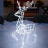 67" Twinkling Pure White LED Elegant Buck Wire Sculpture