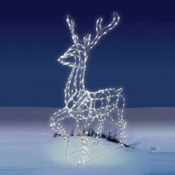 67" Twinkling Pure White LED Elegant Buck Wire Sculpture -Courtyard Home Furnishings Store 997487 4