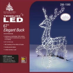 67" Twinkling Pure White LED Elegant Buck Wire Sculpture -Courtyard Home Furnishings Store 997487 5