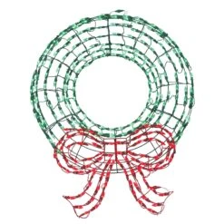 Twinkling Green LED Wreath Sculpture With Red Bow -Courtyard Home Furnishings Store 997492 7