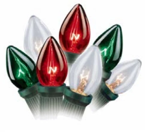 Set Of 25 Transparent C7 Glass Bulbs - Red, Green & Clear 2 Set Of 25 Transparent C7 Glass Bulbs - Red, Green & Clear - Image 2