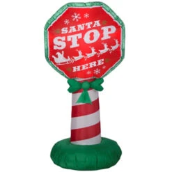 'Santa Stop Here' Inflatable Christmas Sign