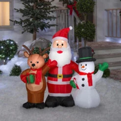 4' LED Airblown® Inflatable Santa And Friends Trio