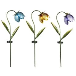Solar Metal Glass Flower Stakes 5 Solar Metal Glass Flower Stakes -Courtyard Home Furnishings Store 998162