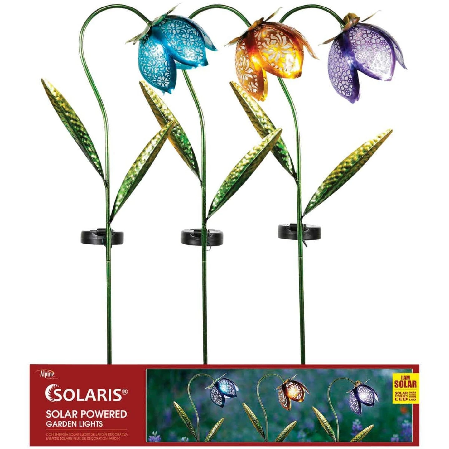 Solar Metal Glass Flower Stakes 2 Solar Metal Glass Flower Stakes - Image 2