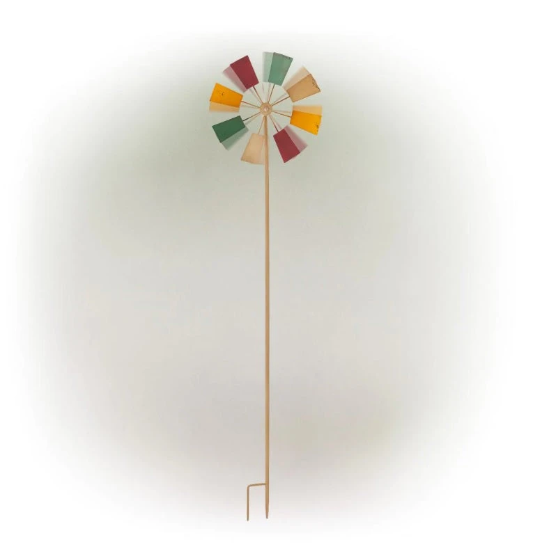 Multi-Colored Metal Windmill Spinner Stake Yard Decoration 12 Multi-Colored Metal Windmill Spinner Stake Yard Decoration - Image 12