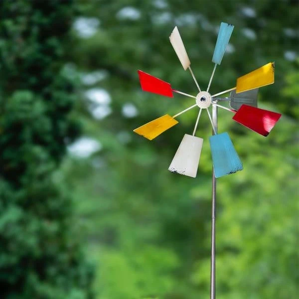 Multi-Colored Metal Windmill Spinner Stake Yard Decoration 3 Multi-Colored Metal Windmill Spinner Stake Yard Decoration - Image 3