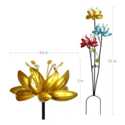 Blossoming Lily Floral Trio Spinner Metal Garden Stake 16 Blossoming Lily Floral Trio Spinner Metal Garden Stake -Courtyard Home Furnishings Store 998180 7