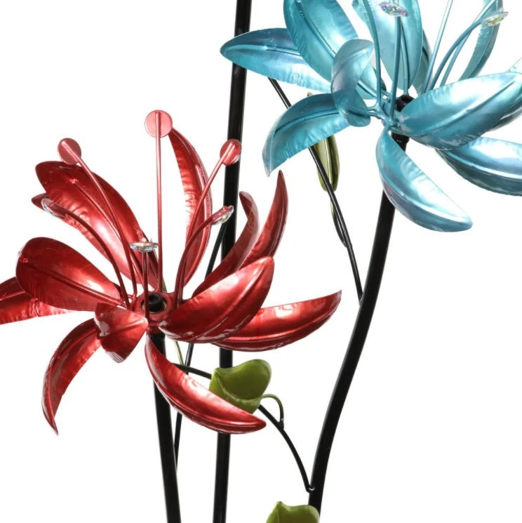 Blossoming Lily Floral Trio Spinner Metal Garden Stake 4 Blossoming Lily Floral Trio Spinner Metal Garden Stake - Image 4