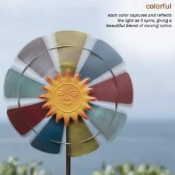 Sun Face Multi-Colored Windmill Stake -Courtyard Home Furnishings Store 998182 5