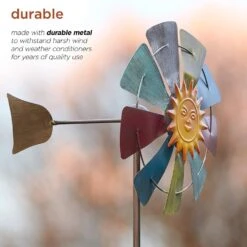 Sun Face Multi-Colored Windmill Stake -Courtyard Home Furnishings Store 998182 6