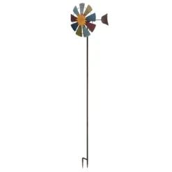 Sun Face Multi-Colored Windmill Stake -Courtyard Home Furnishings Store 998182 9